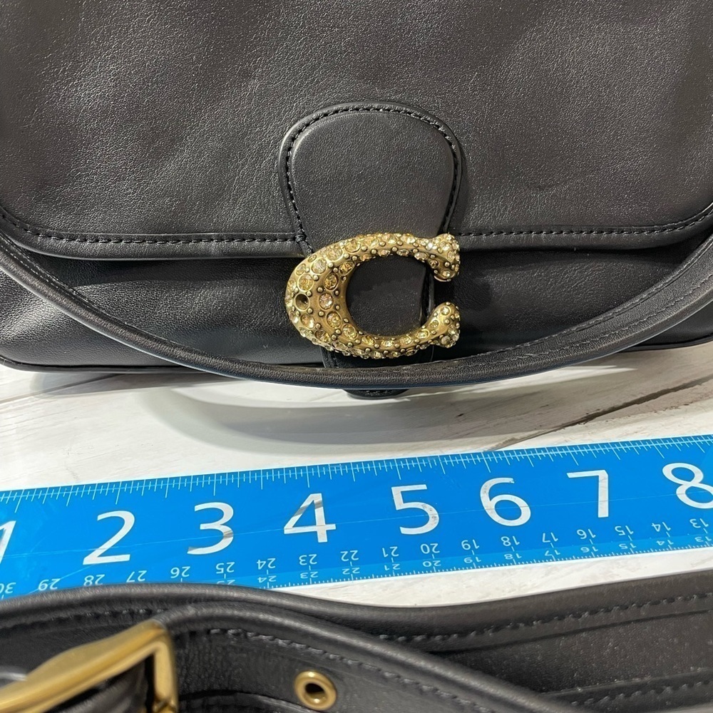 COACH Soft Calf Leather Tabby Shoulder Bag With Rhinestone Buckle Crossbody - Picture 6 of 14